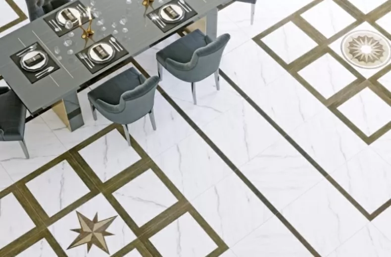 Плитка Калакатта Лайт 250x500 белая с прожилками для стен ванной